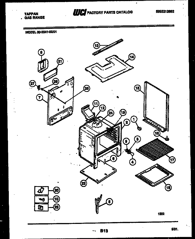 BODY PARTS Diagram and Parts List for 30-2241-23-01  Tappan Range