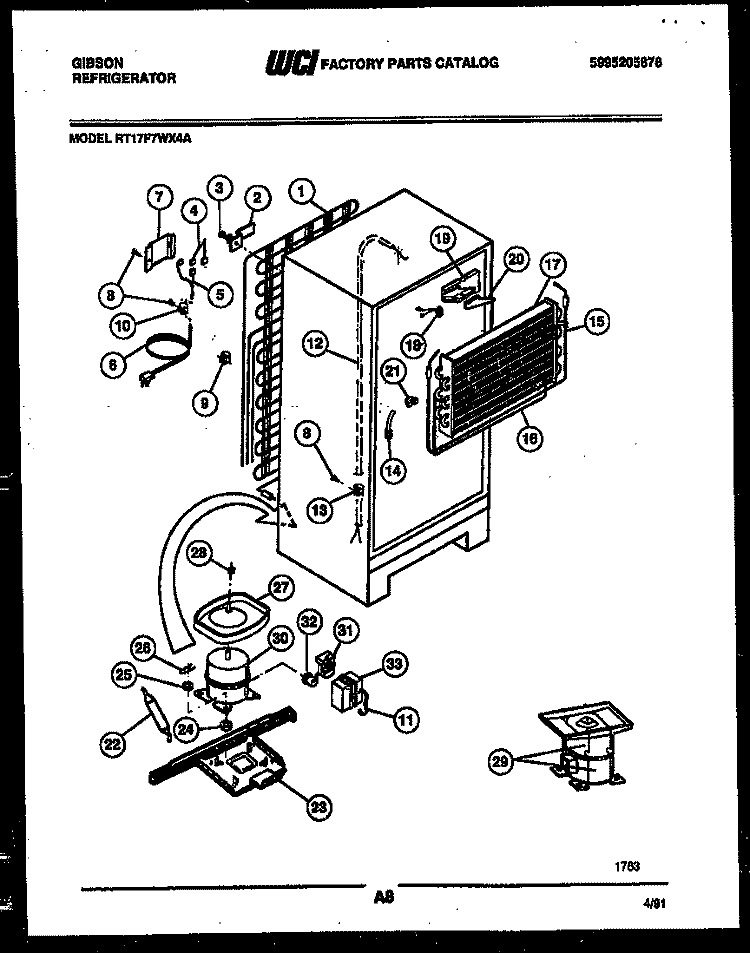 SYSTEM AND AUTOMATIC DEFROST PARTS Diagram and Parts List for RT17F7WX4A  Gibson Refrigerator