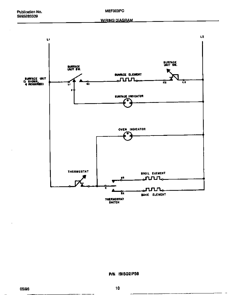 WIRING DIAGRAM Diagram and Parts List for MEF303PCDE  Frigidaire Range