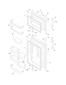 Doors Diagram and Parts List for FGHT2134KB7  Frigidaire Refrigerator