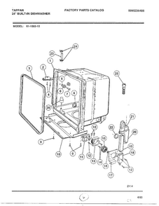 Tub Diagram and Parts List for 61-1083-10  Frigidaire Dishwasher