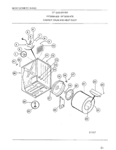 Cabinet Drum/heat Duct Diagram and Parts List for 8589-87B  Frigidaire Dryer