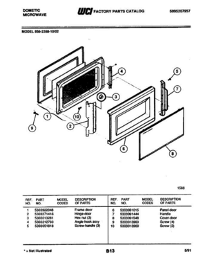 03 - Door Diagram and Parts List for 856-2288-10 02 Frigidaire Microwave