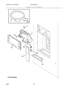 Controls And Ice Dispenser Diagram and Parts List for GRFS2853AF4  Frigidaire Refrigerator
