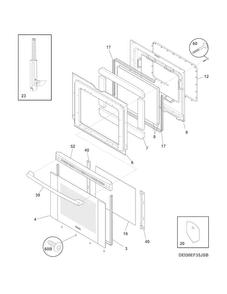 Door Diagram and Parts List for EI30EF35JSB  Electrolux Range