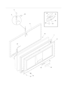Door Diagram and Parts List for FGCH25M8LW1  Frigidaire Freezer
