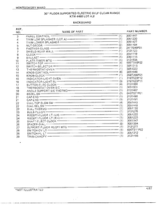30" Floor/backguard Page 2 Diagram and Parts List for 4488B  Frigidaire Range
