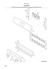 Backguard Diagram and Parts List for 79074333312  Kenmore Range