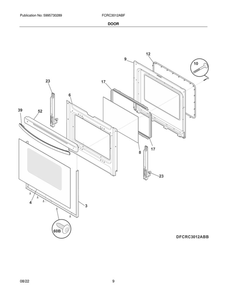Door Diagram and Parts List for FCRC3012ABF  Frigidaire Range