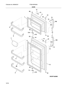 Door Diagram and Parts List for FTMD18P4RW6A  Frigidaire Refrigerator