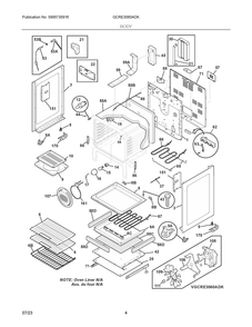 Body Diagram and Parts List for GCRE3060ADK  Frigidaire Range