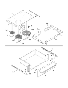 Top/drawer Diagram and Parts List for FFES3025PSA  Frigidaire Range
