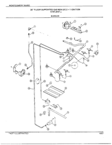 30" Floor/burner Diagram and Parts List for 2447A  Frigidaire Range