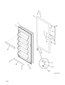 Door Diagram and Parts List for FFFU14M1QWC  Frigidaire Freezer