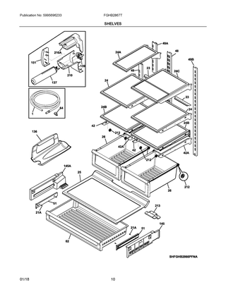 Shelves Diagram and Parts List for FGHB2867TF3  Frigidaire Refrigerator