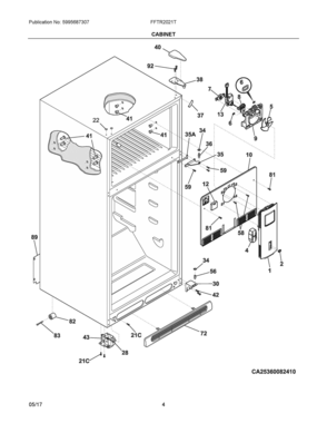 03 - CABINET Diagram and Parts List for FFTR2021TD0  Frigidaire Refrigerator