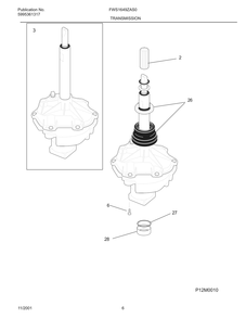 Transmission Diagram and Parts List for FWS1649ZAS0  Frigidaire Washer