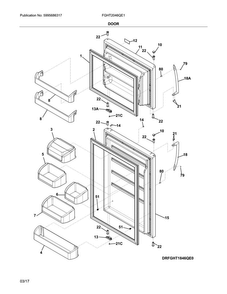 Door Diagram and Parts List for FGHT2046QE1  Frigidaire Refrigerator