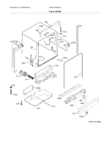 Tub & Frame Diagram and Parts List for E24ID75SPS0A  Electrolux Dishwasher