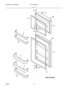 Door Diagram and Parts List for FFHT1425VV00  Frigidaire Refrigerator