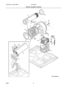 Motor / Blower / Heater Diagram and Parts List for ELTE7600AW0  Frigidaire Washer Dryer Combo