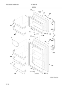 Doors Diagram and Parts List for FFTR1621RS0  Frigidaire Refrigerator