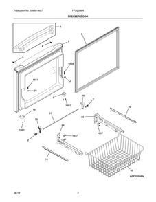 Freezer Door Diagram and Parts List for FP2I2086NF  Frigidaire Refrigerator