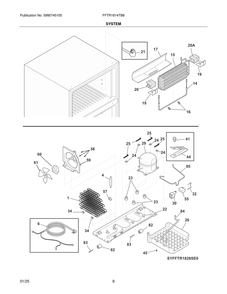 System Diagram and Parts List for FFTR1814TB8  Frigidaire Refrigerator