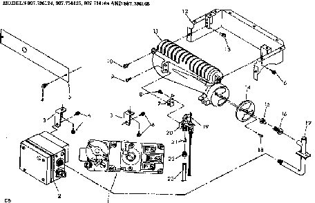 Gas burners and manifold Diagram and Parts List for 867736125  Frigidaire Furnace