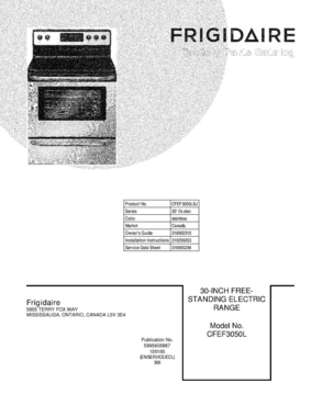 01 - COVER Diagram and Parts List for CFEF3050LSJ  Frigidaire Range