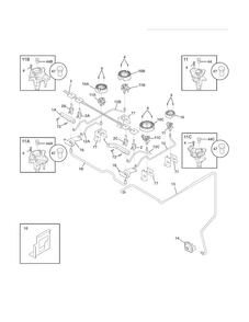 Burner Diagram and Parts List for FGDS3065KWF  Frigidaire Range