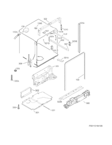 Tub & Frame Diagram and Parts List for EW24ID80QS1A  Electrolux Dishwasher