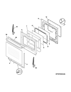 Door Diagram and Parts List for FFGF3024RWA  Frigidaire Range