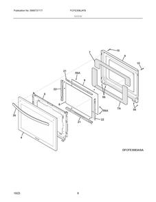 Door Diagram and Parts List for FCFE308LAFB  Frigidaire Range