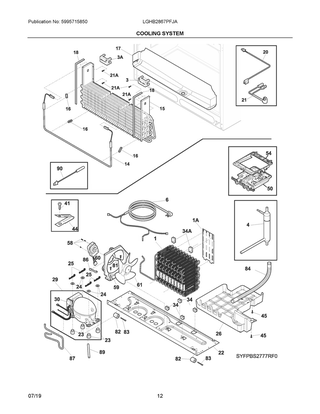 Cooling System Diagram and Parts List for LGHB2867PFJA  Frigidaire Refrigerator