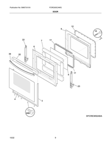 Door Diagram and Parts List for FCRE305CAWG  Frigidaire Range
