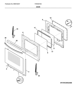 Door Diagram and Parts List for FCRG3015AWB  Frigidaire Range