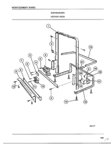 Dishwasher Page 9 Diagram and Parts List for 1041-002A  Frigidaire Dishwasher