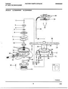 24" Built-in Dishwasher Page 8 Diagram and Parts List for 68-1085  Frigidaire Dishwasher