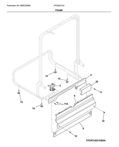 Frame Diagram and Parts List for FFCD2413US3A  Frigidaire Dishwasher