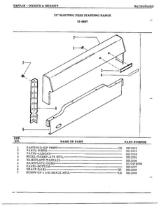 Backguard Diagram and Parts List for 37-0117  Frigidaire Range