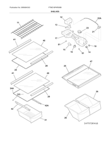 Shelves Diagram and Parts List for FTMD18P4RW8B  Frigidaire Refrigerator