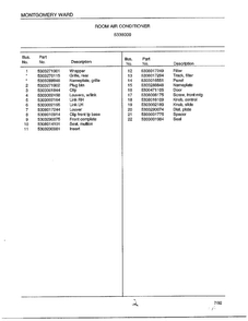 Room Air Conditioner Page 2 Diagram and Parts List for 5338009  Frigidaire Air Conditioner