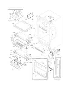 Cabinet Diagram and Parts List for FPRU19F8QFA  Frigidaire Refrigerator