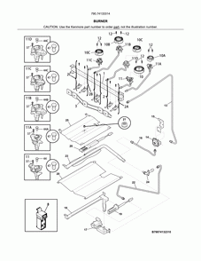 Burner Diagram and Parts List for 79074133314  Kenmore Range
