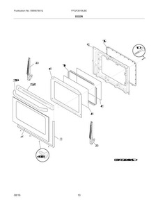 Door Diagram and Parts List for FFGF3019LBE  Frigidaire Range