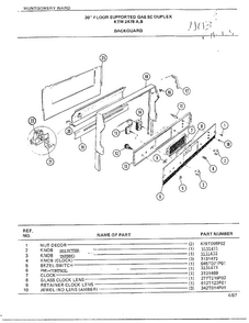 30" Floor/backguard Diagram and Parts List for 2478A  Frigidaire Range