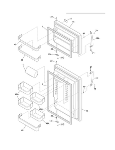Doors Diagram and Parts List for FGHT2144KR5  Frigidaire Refrigerator