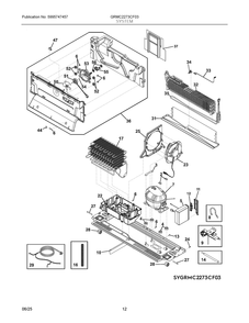 System Diagram and Parts List for GRMC2273CF03  Frigidaire Refrigerator