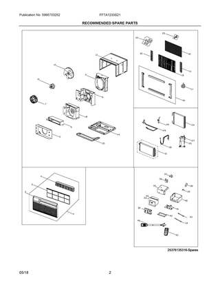 Recommended Spare Parts Diagram and Parts List for FFTA1233S21  Frigidaire Air Conditioner